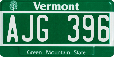 VT license plate AJG396