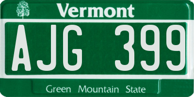 VT license plate AJG399