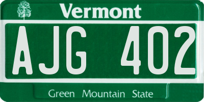 VT license plate AJG402