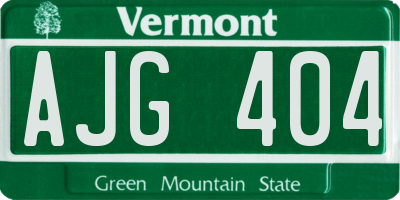 VT license plate AJG404