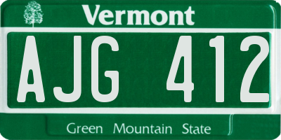 VT license plate AJG412