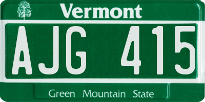 VT license plate AJG415