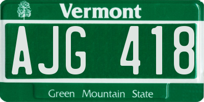 VT license plate AJG418