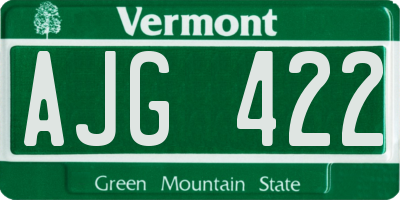 VT license plate AJG422