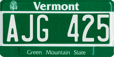 VT license plate AJG425