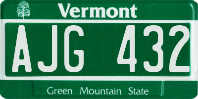 VT license plate AJG432