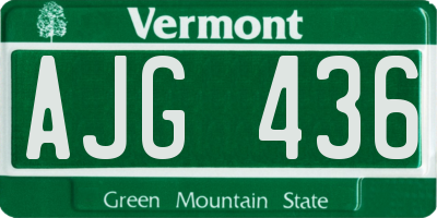 VT license plate AJG436