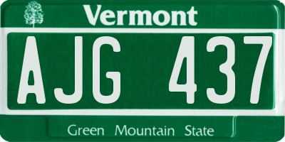 VT license plate AJG437