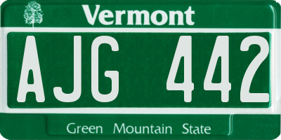 VT license plate AJG442