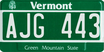 VT license plate AJG443