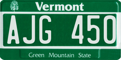 VT license plate AJG450