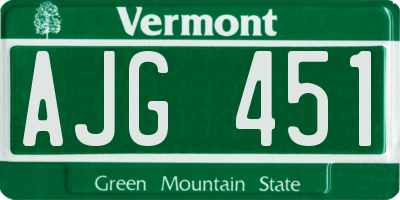VT license plate AJG451