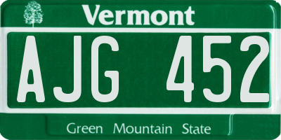 VT license plate AJG452