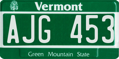 VT license plate AJG453
