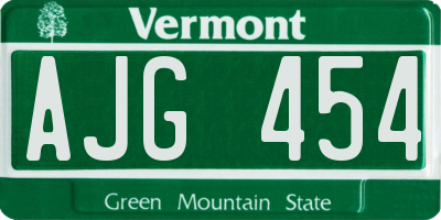 VT license plate AJG454