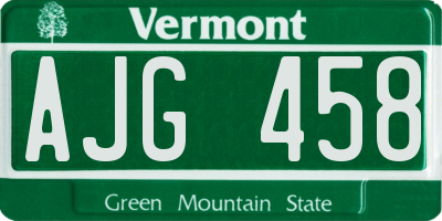 VT license plate AJG458