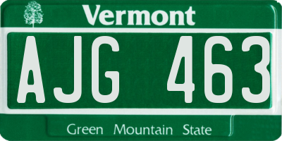 VT license plate AJG463