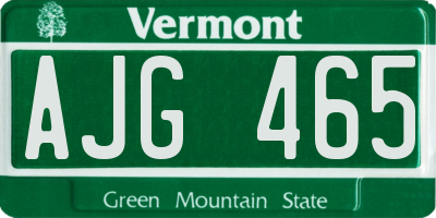 VT license plate AJG465
