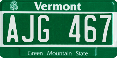 VT license plate AJG467