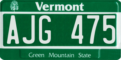 VT license plate AJG475
