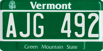 VT license plate AJG492