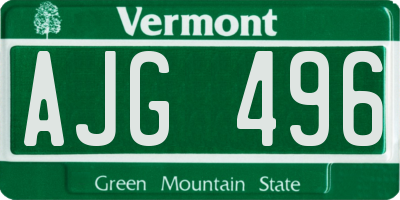 VT license plate AJG496