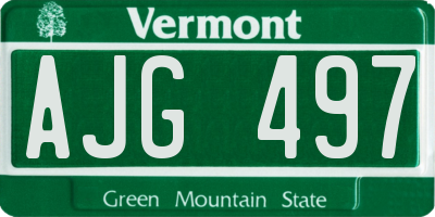 VT license plate AJG497