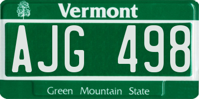 VT license plate AJG498