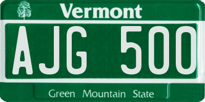 VT license plate AJG500
