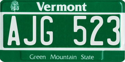 VT license plate AJG523