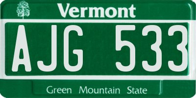 VT license plate AJG533