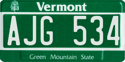 VT license plate AJG534