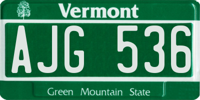 VT license plate AJG536