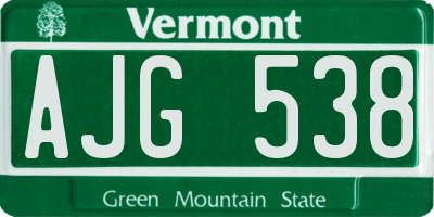 VT license plate AJG538