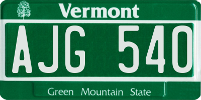 VT license plate AJG540