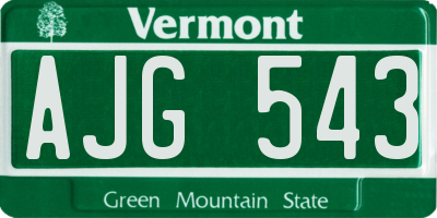 VT license plate AJG543