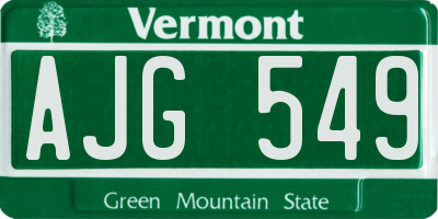 VT license plate AJG549
