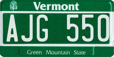 VT license plate AJG550