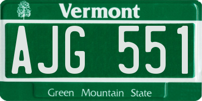 VT license plate AJG551