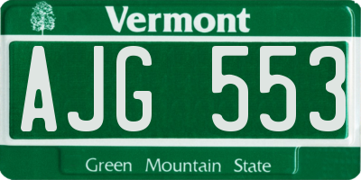 VT license plate AJG553