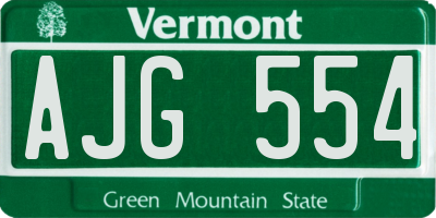 VT license plate AJG554