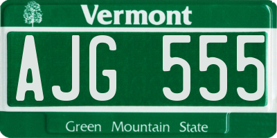 VT license plate AJG555