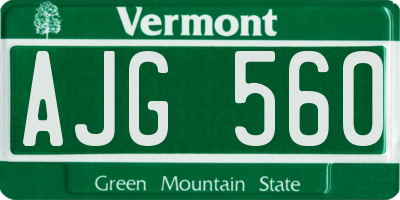VT license plate AJG560