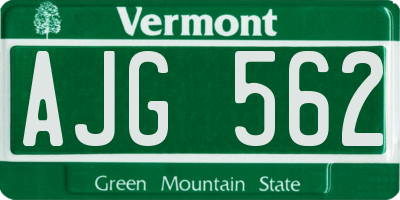 VT license plate AJG562