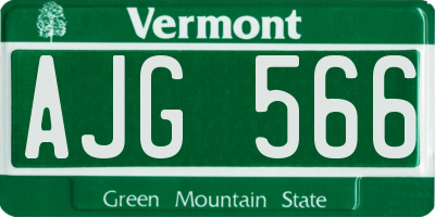 VT license plate AJG566