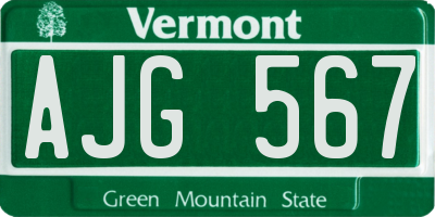 VT license plate AJG567