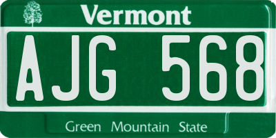 VT license plate AJG568