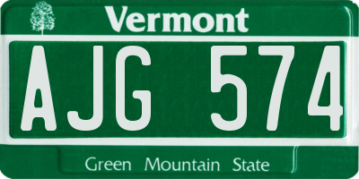 VT license plate AJG574