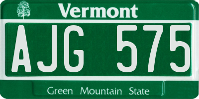 VT license plate AJG575