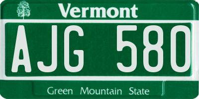 VT license plate AJG580